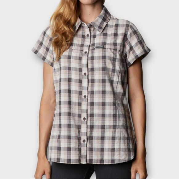 Columbia Omni-Shade Short Sleeve Hiking Blouse in Plaid Women's Size S - Picture 2 of 9